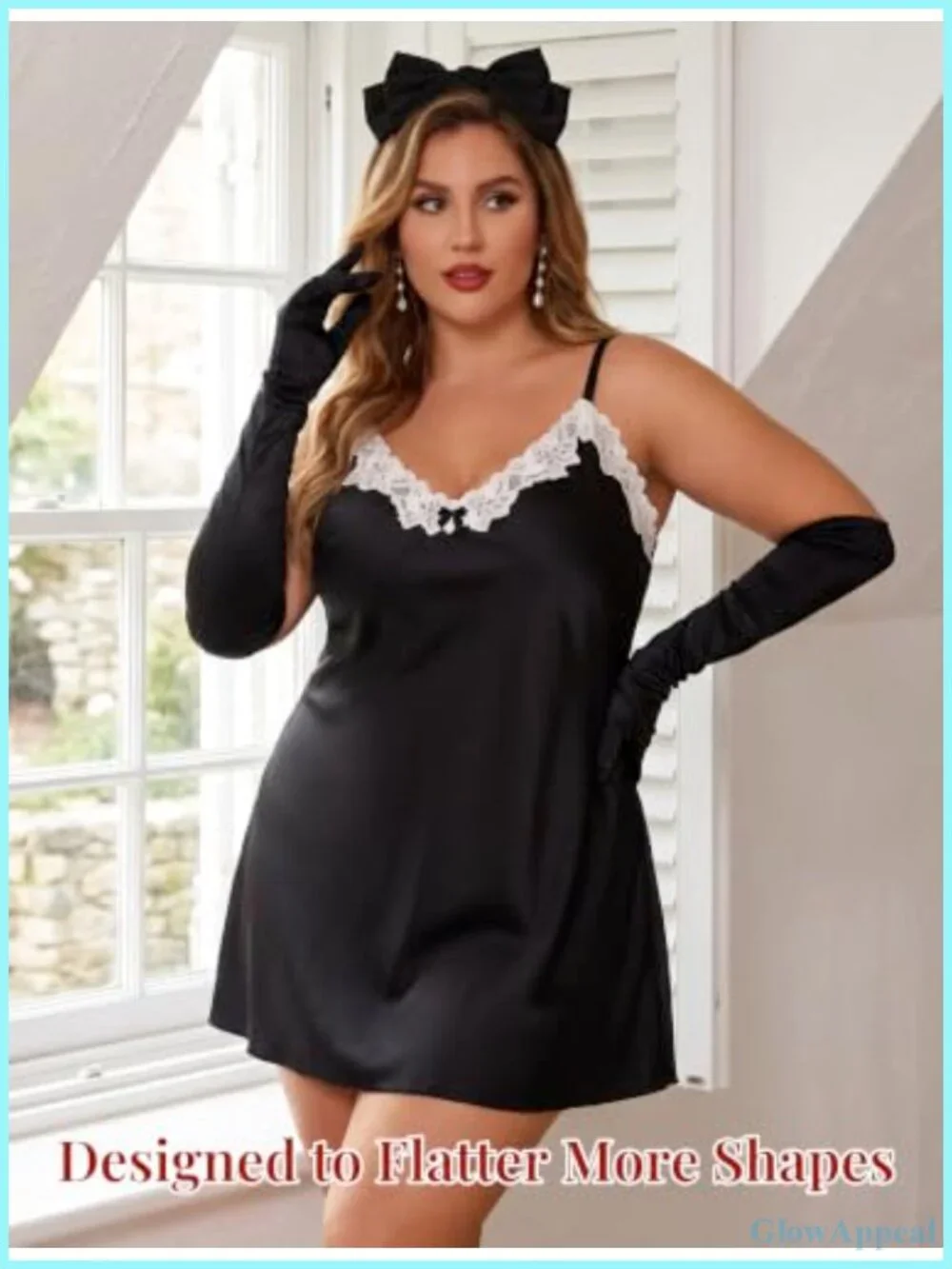 Satin Chemise Women Lace Trim Nightgown Sleep Dress Adjustable Straps